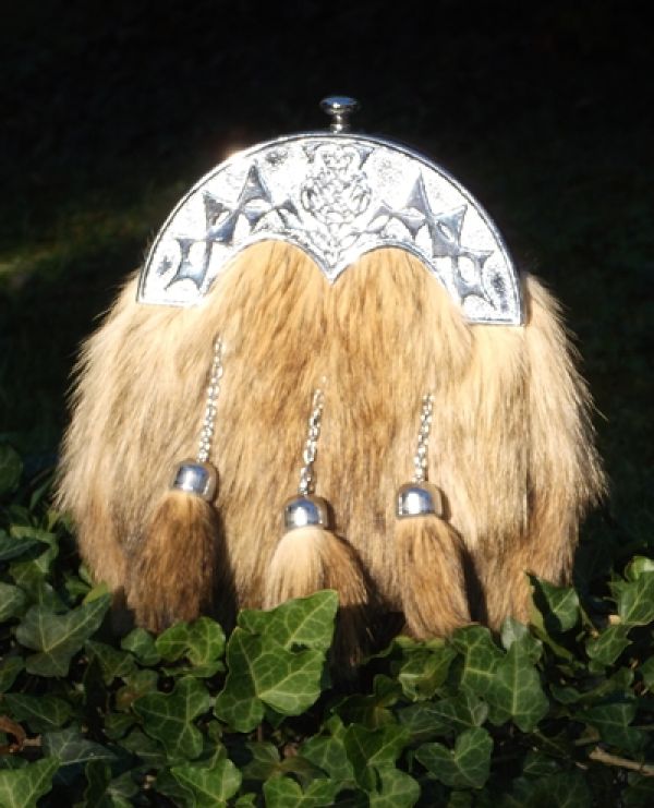 Formal Sporran Gray Fox Fur